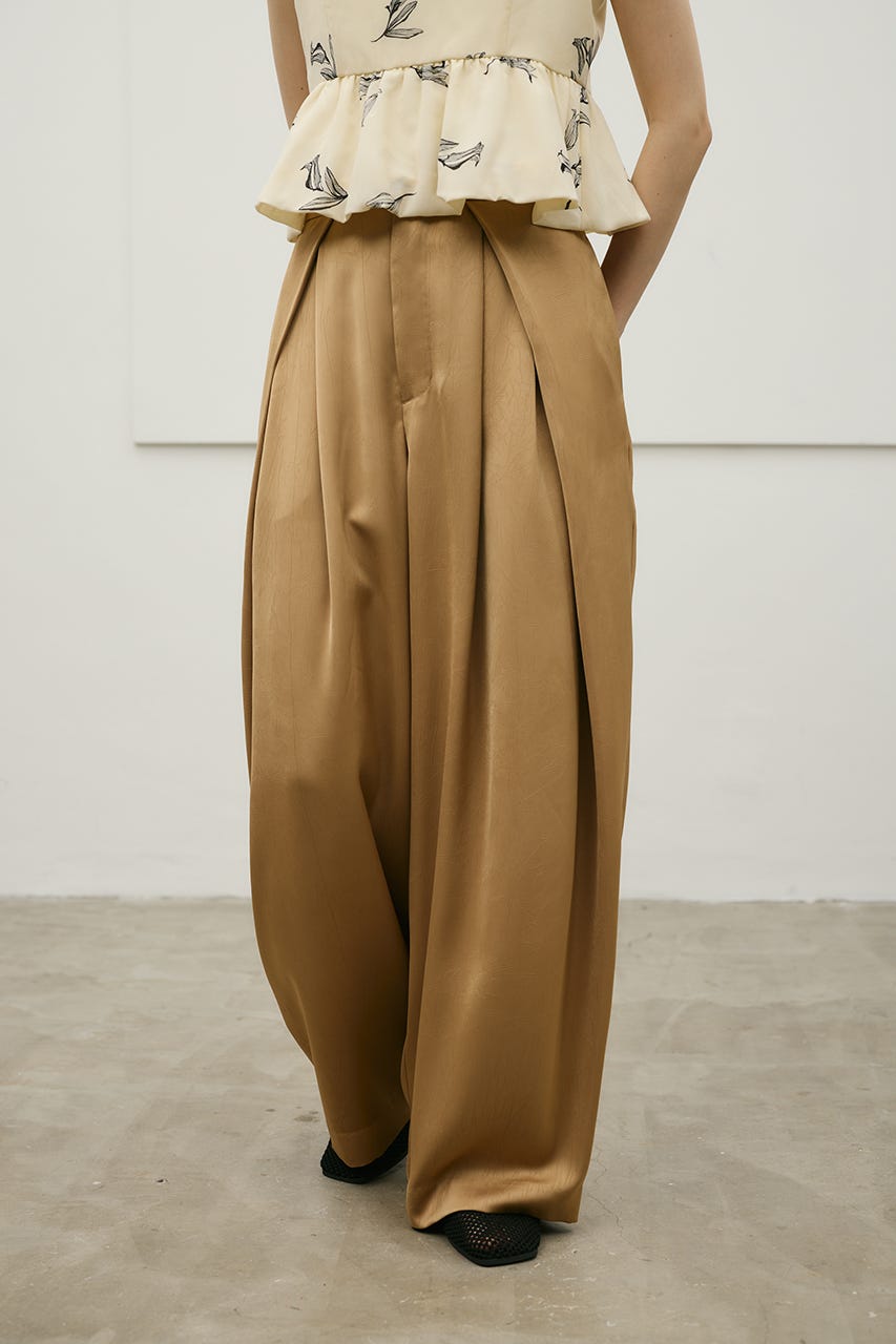 サテンラップワイドパンツ BEG M