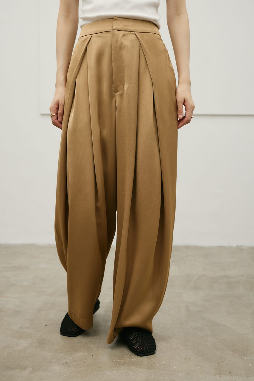サテンラップワイドパンツ BEG M