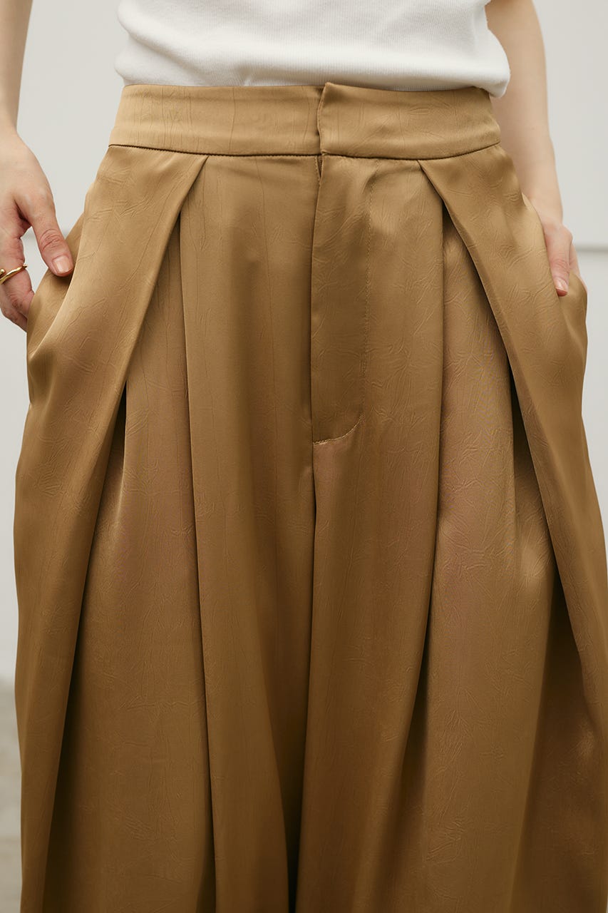 サテンラップワイドパンツ BEG M