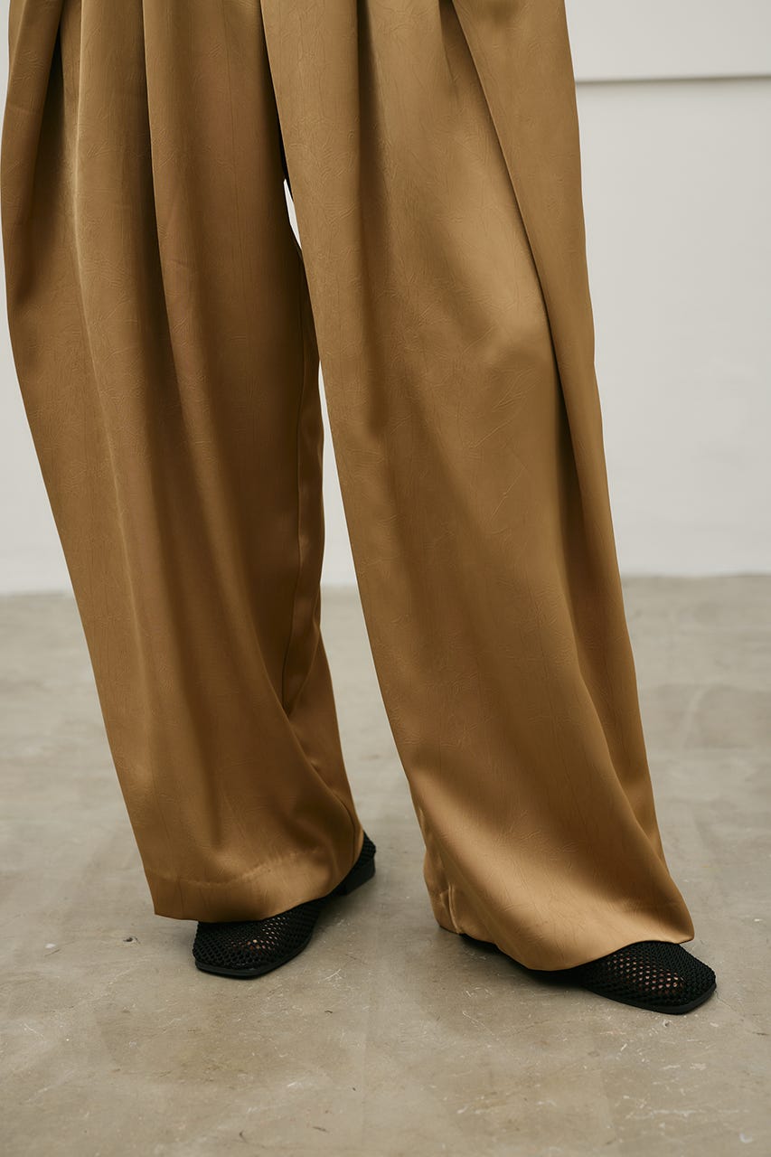 サテンラップワイドパンツ BEG M