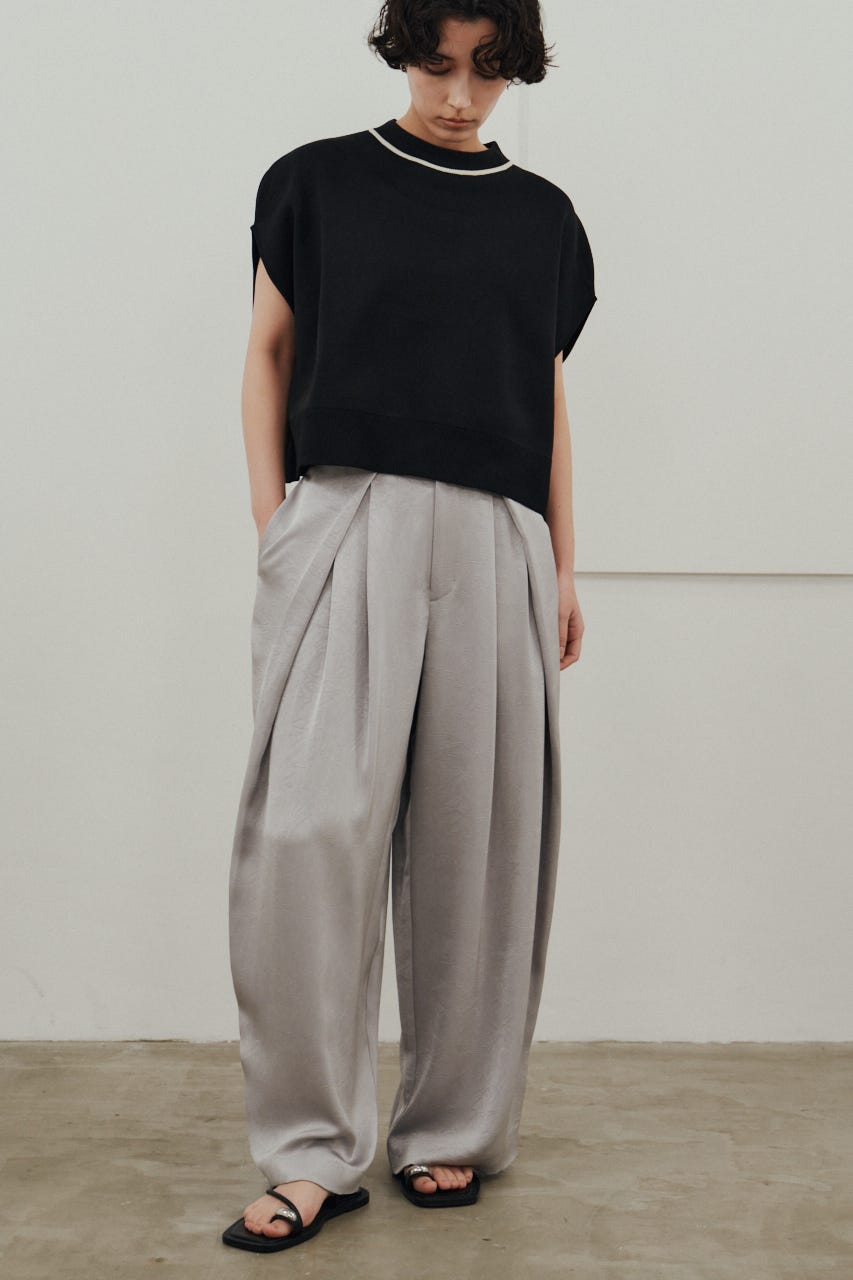 サテンラップワイドパンツ GRY M