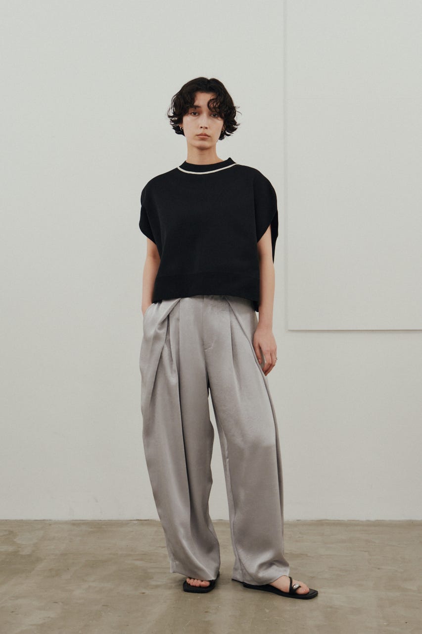 サテンラップワイドパンツ GRY M