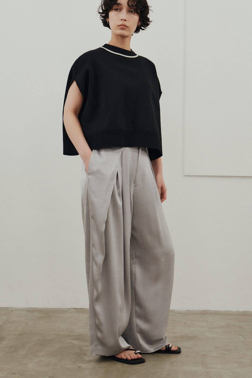 サテンラップワイドパンツ GRY M