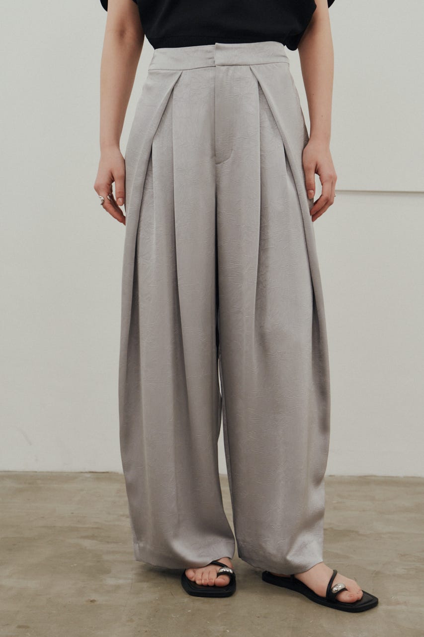 サテンラップワイドパンツ GRY M