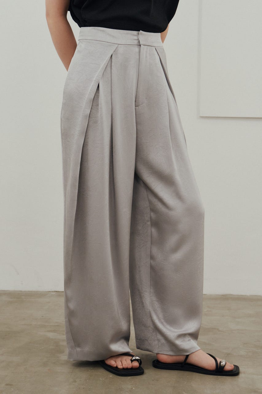 サテンラップワイドパンツ GRY M