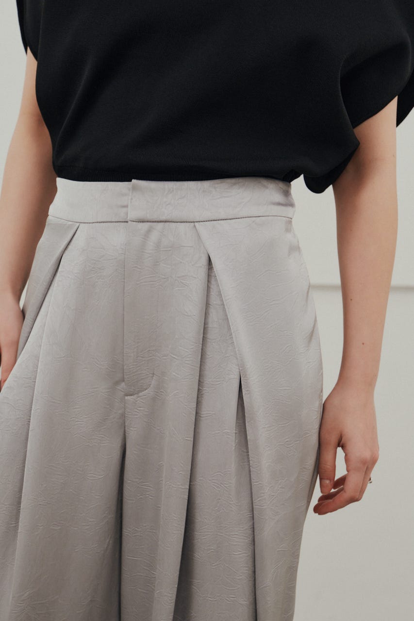 サテンラップワイドパンツ GRY M