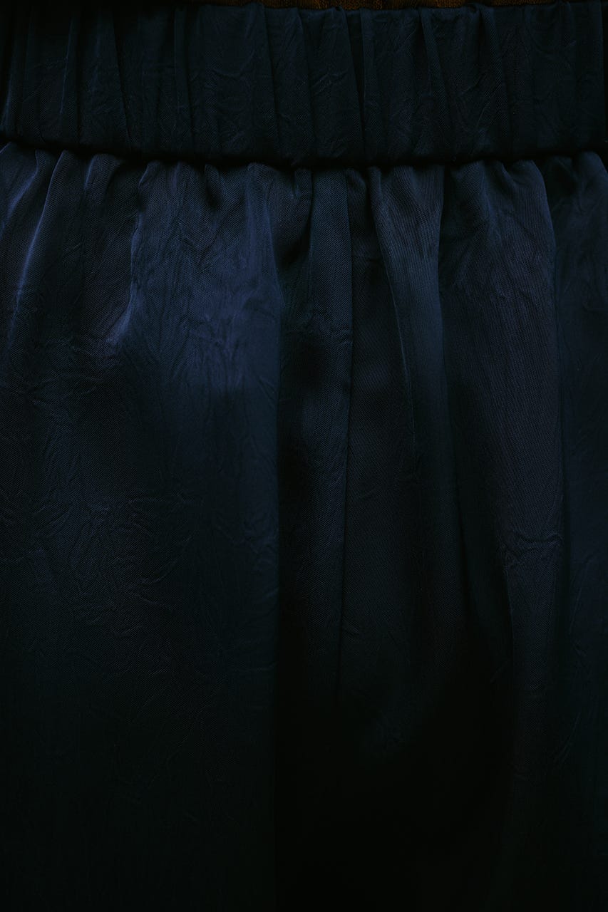 サテンラップワイドパンツ NVY S