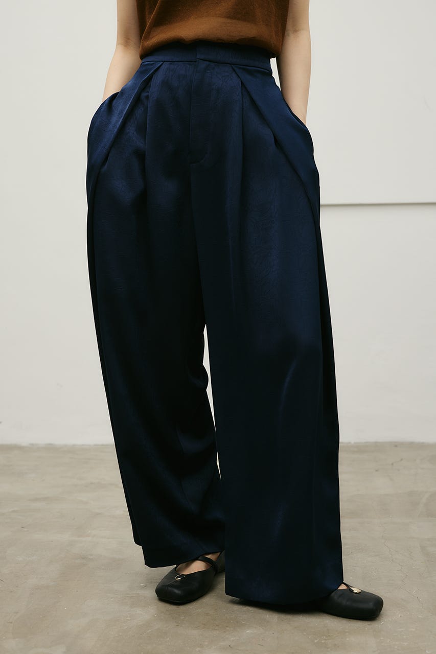 サテンラップワイドパンツ NVY S