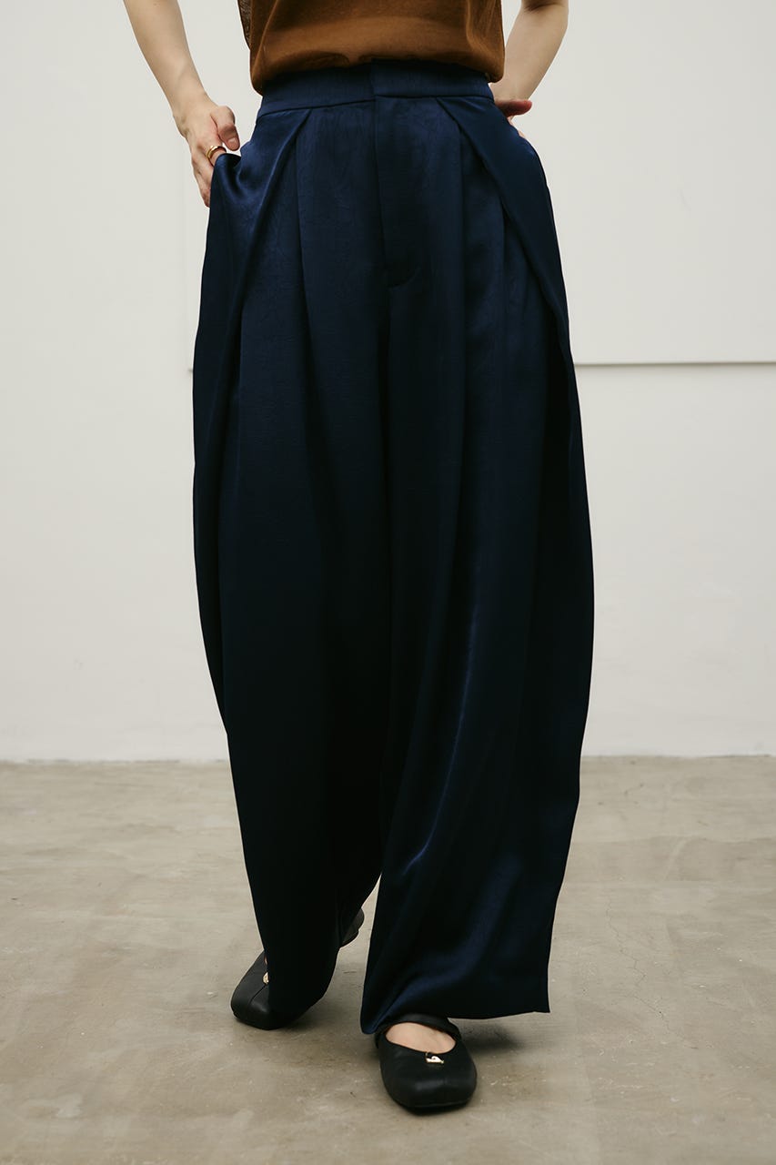 サテンラップワイドパンツ NVY S