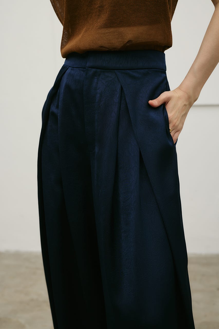 サテンラップワイドパンツ NVY S