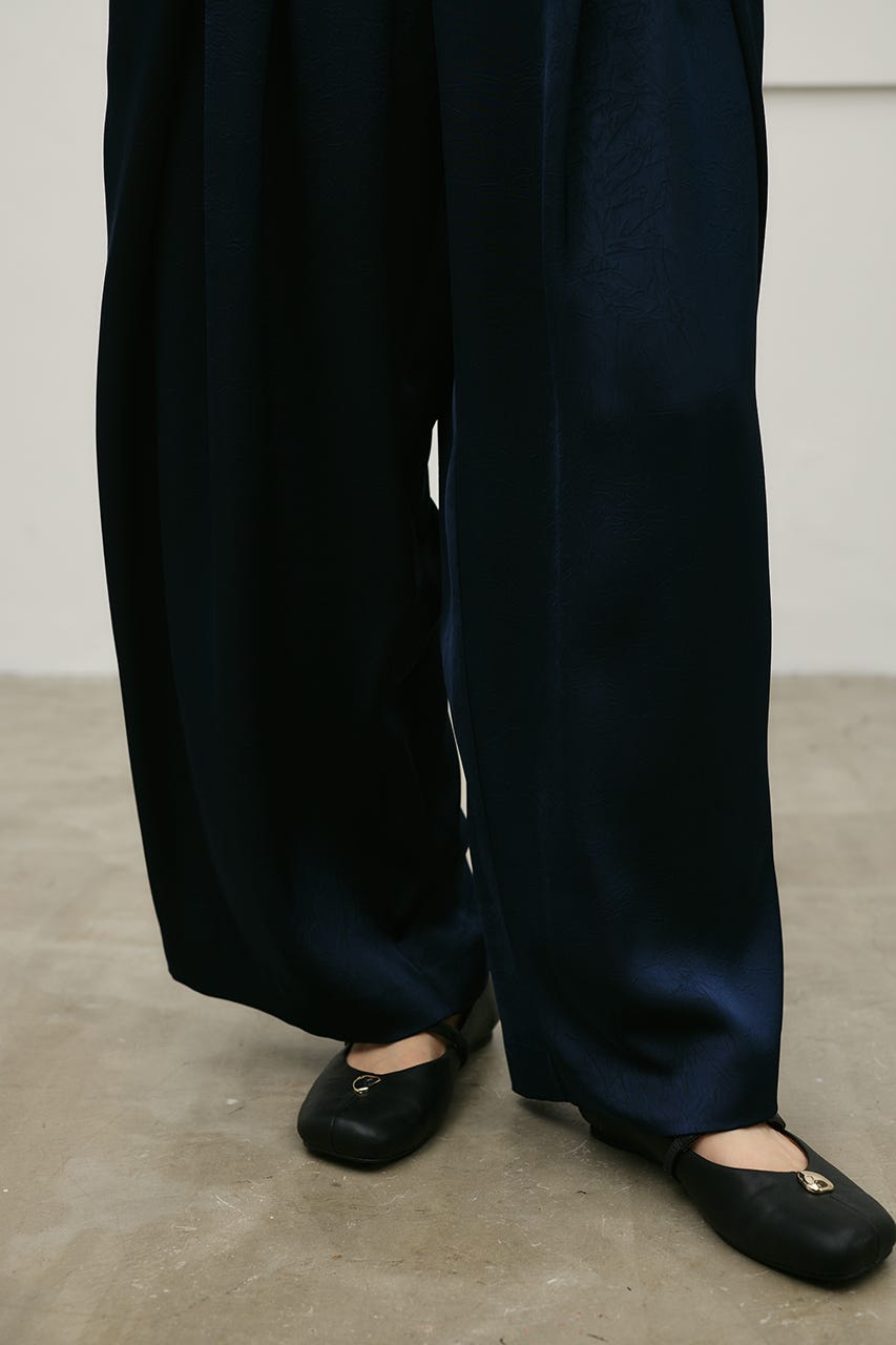 サテンラップワイドパンツ NVY S