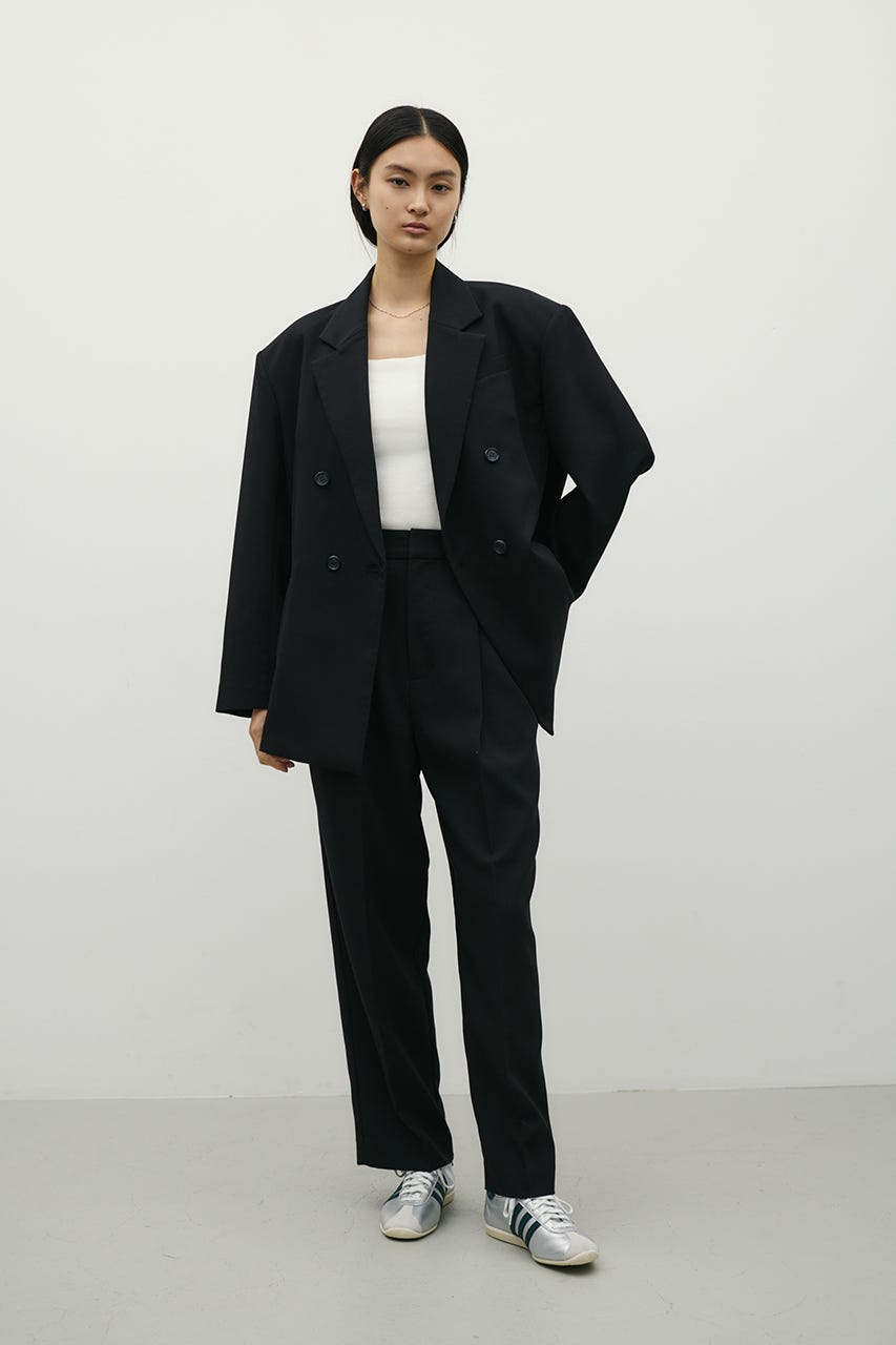 ストレートタックパンツ BLK M