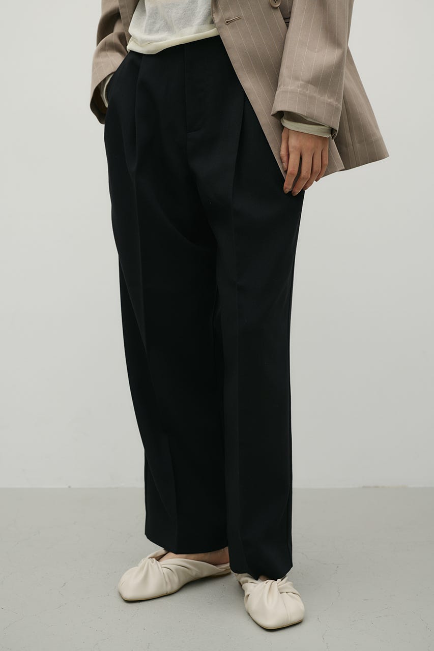 ストレートタックパンツ BLK M