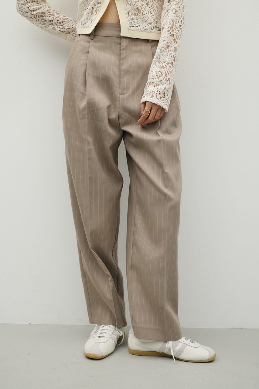 ストレートタックパンツ 柄BEG S