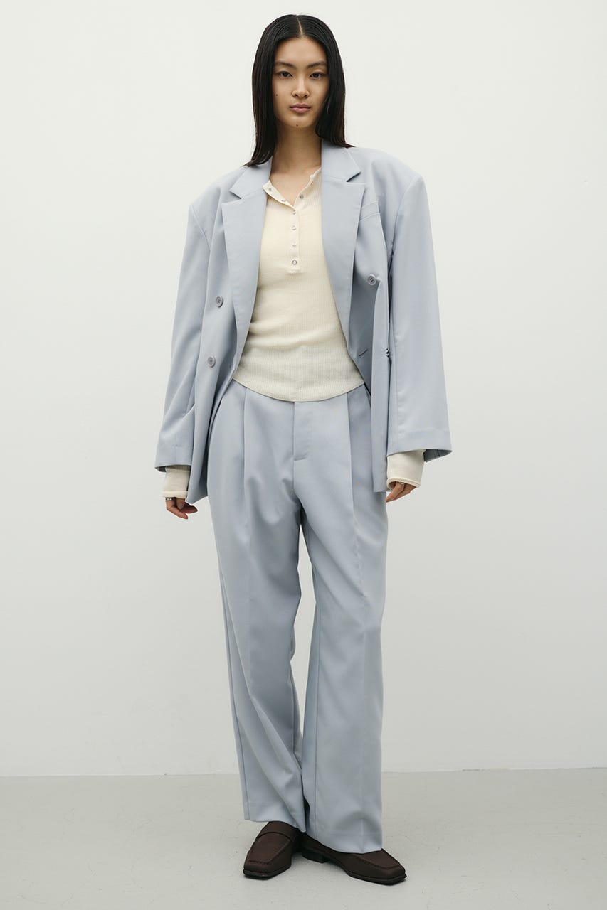 ストレートタックパンツ SAX S