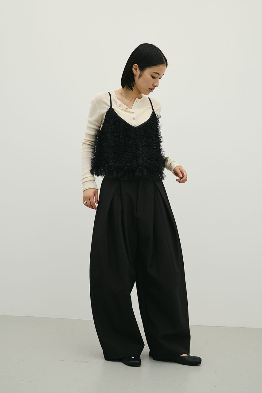 タックフォルムパンツ BLK S