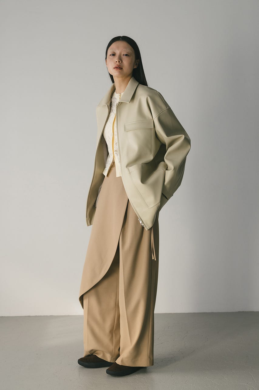 サイドラップワイドパンツ BEG M