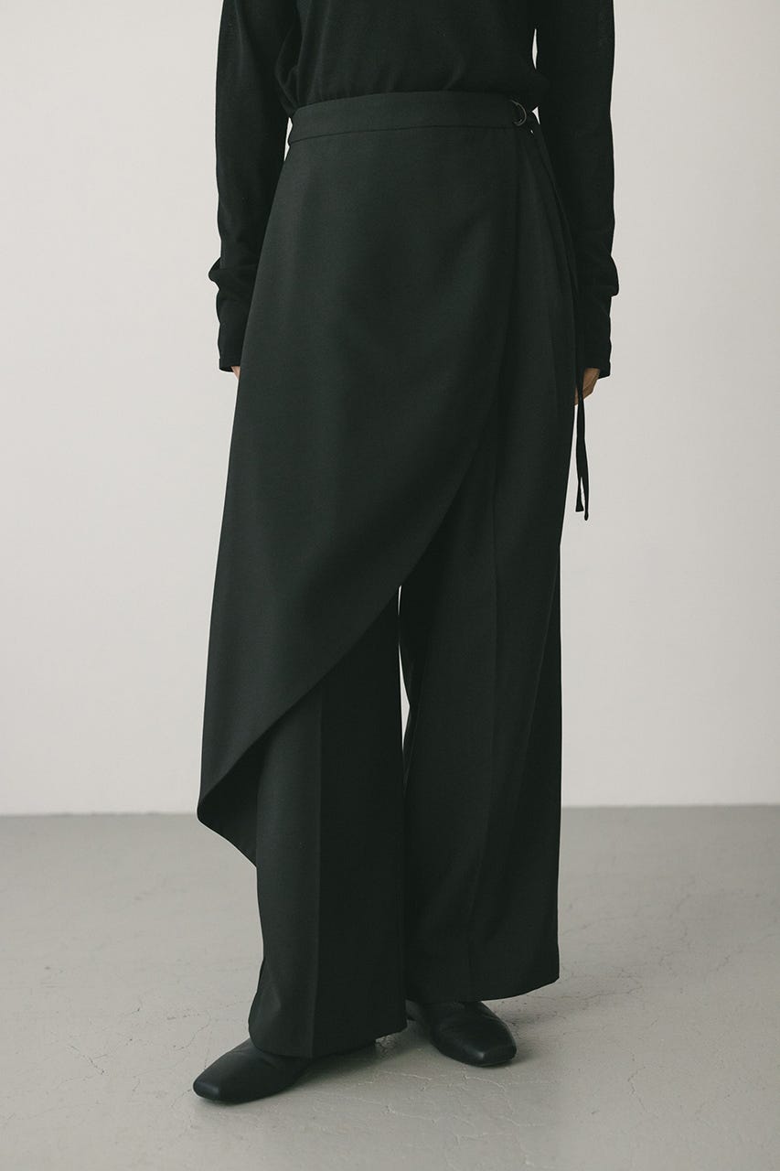 サイドラップワイドパンツ BLK M