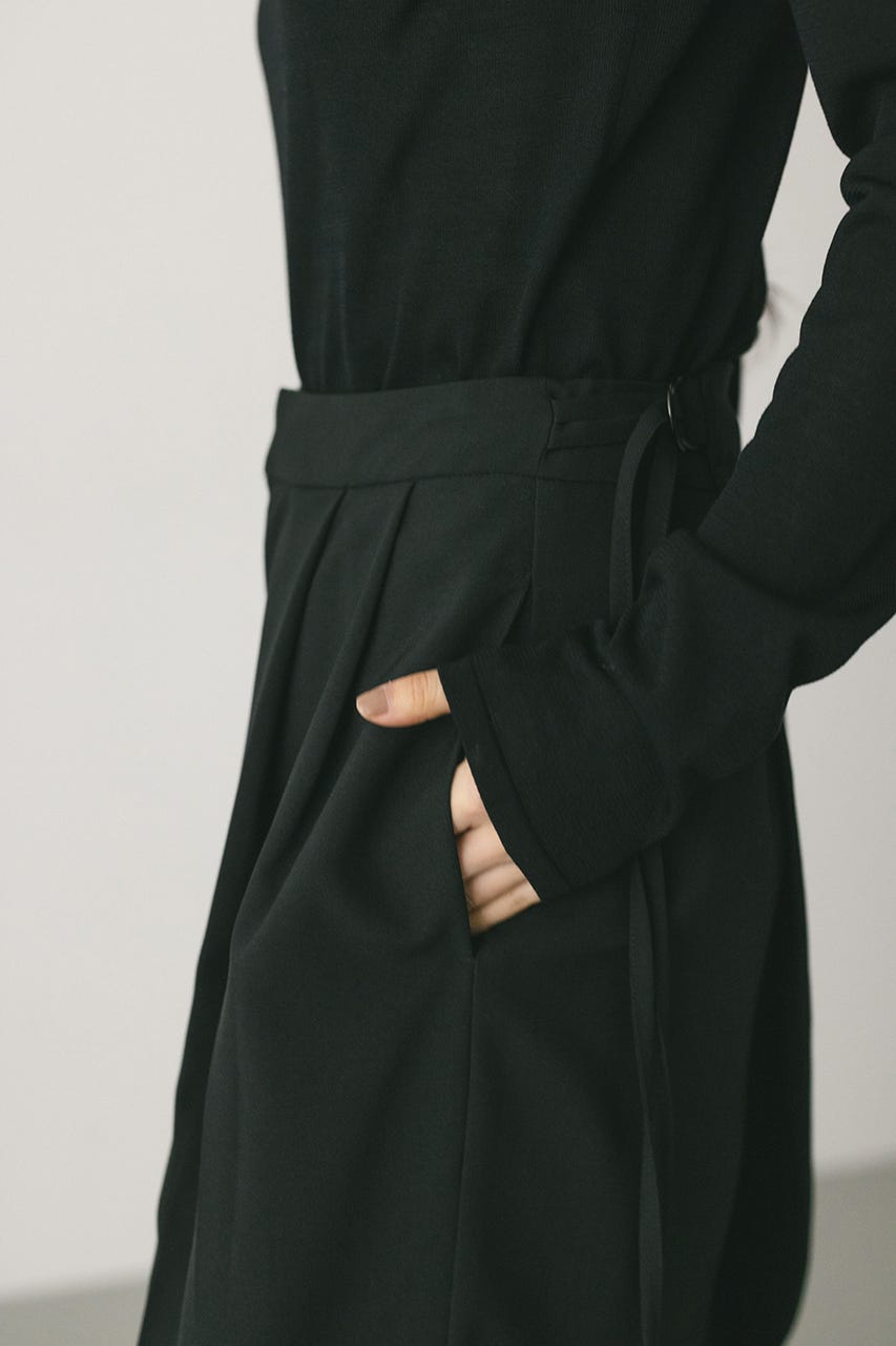 サイドラップワイドパンツ BLK M