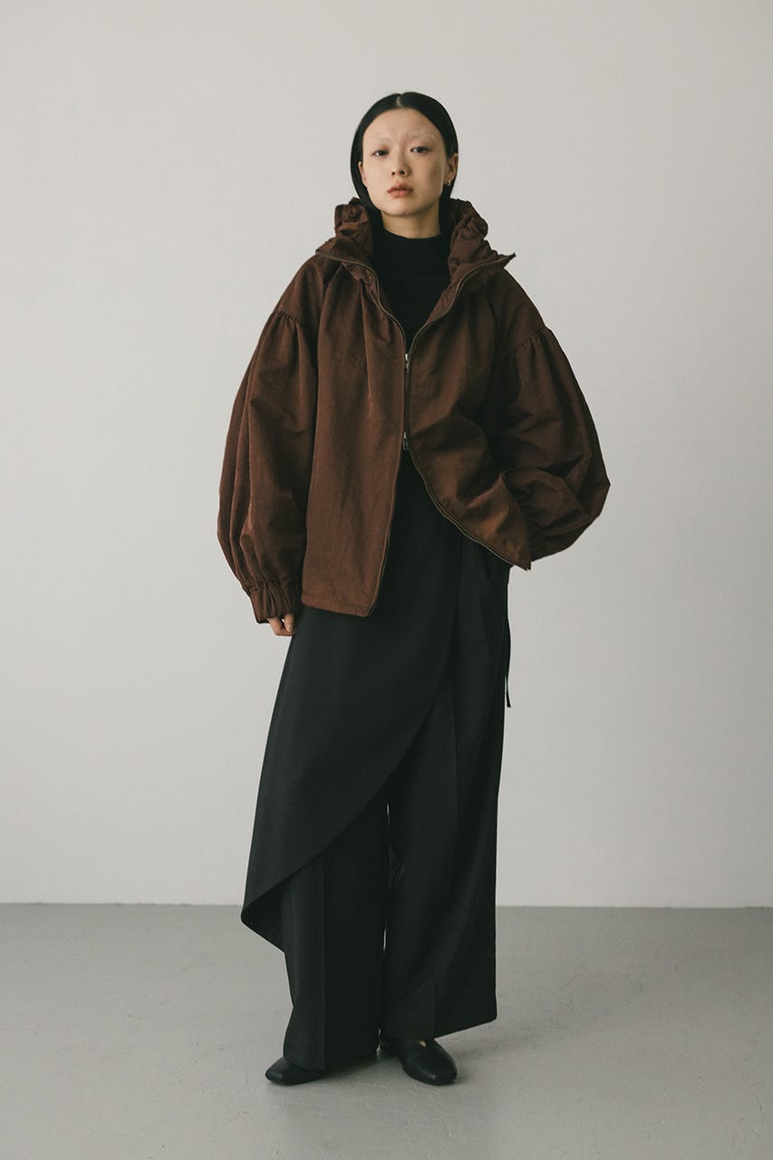 サイドラップワイドパンツ BLK M