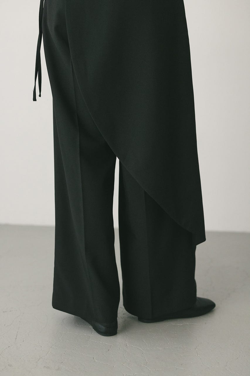 サイドラップワイドパンツ BLK M