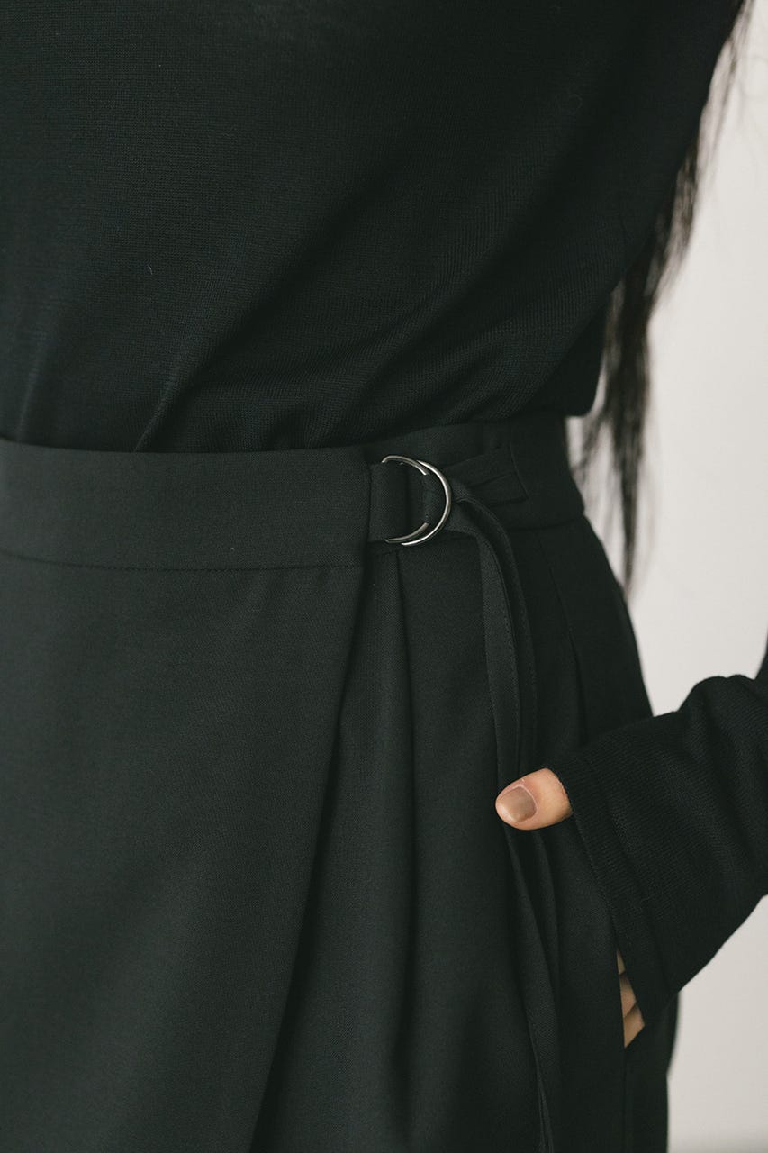 サイドラップワイドパンツ BLK M