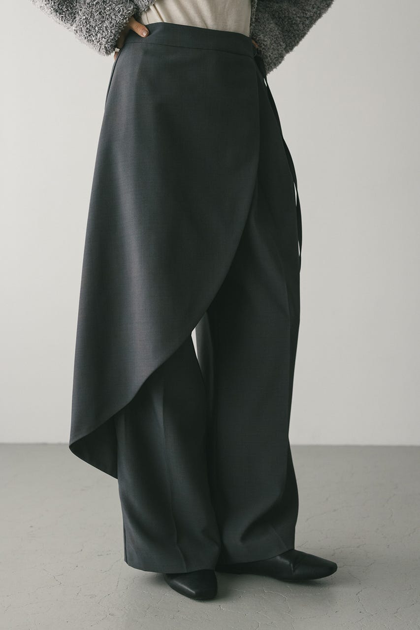 サイドラップワイドパンツ GRY S