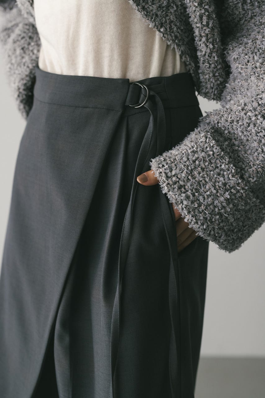 サイドラップワイドパンツ GRY S