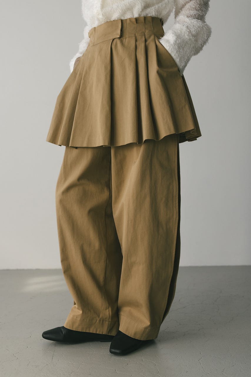 タックワイドミニスカート BEG S