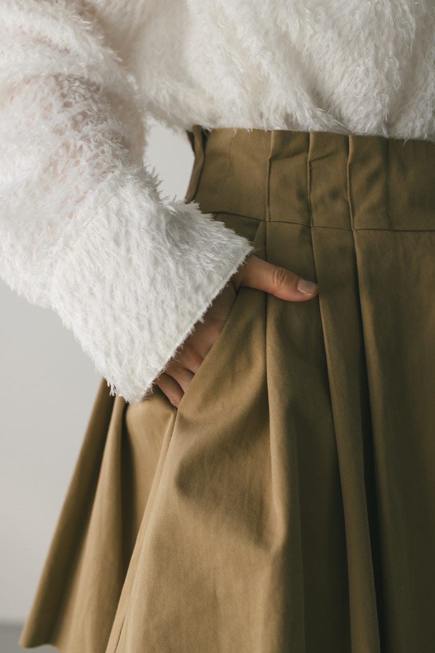 タックワイドミニスカート BEG S