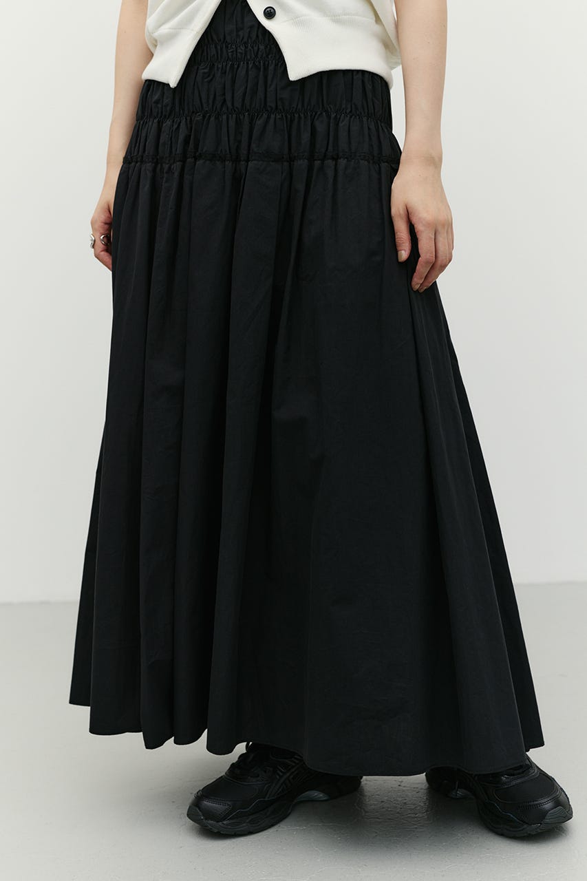 シャーリングフレアスカート BLK M