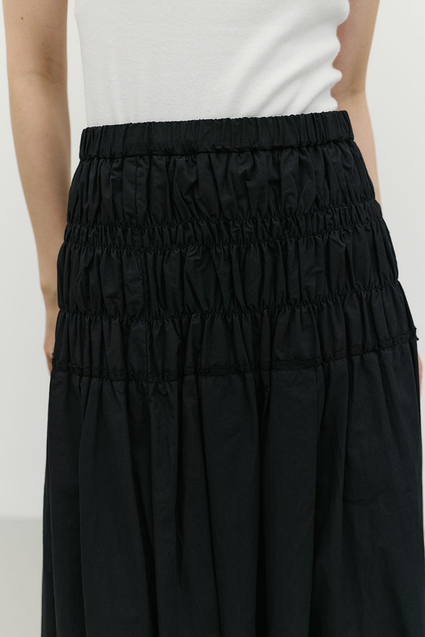 シャーリングフレアスカート BLK M