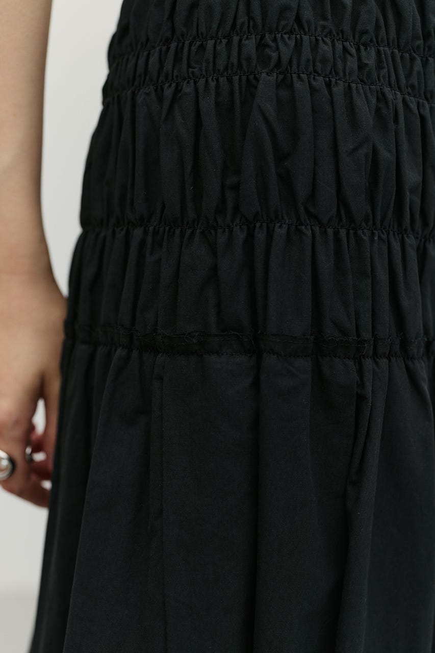 シャーリングフレアスカート BLK M