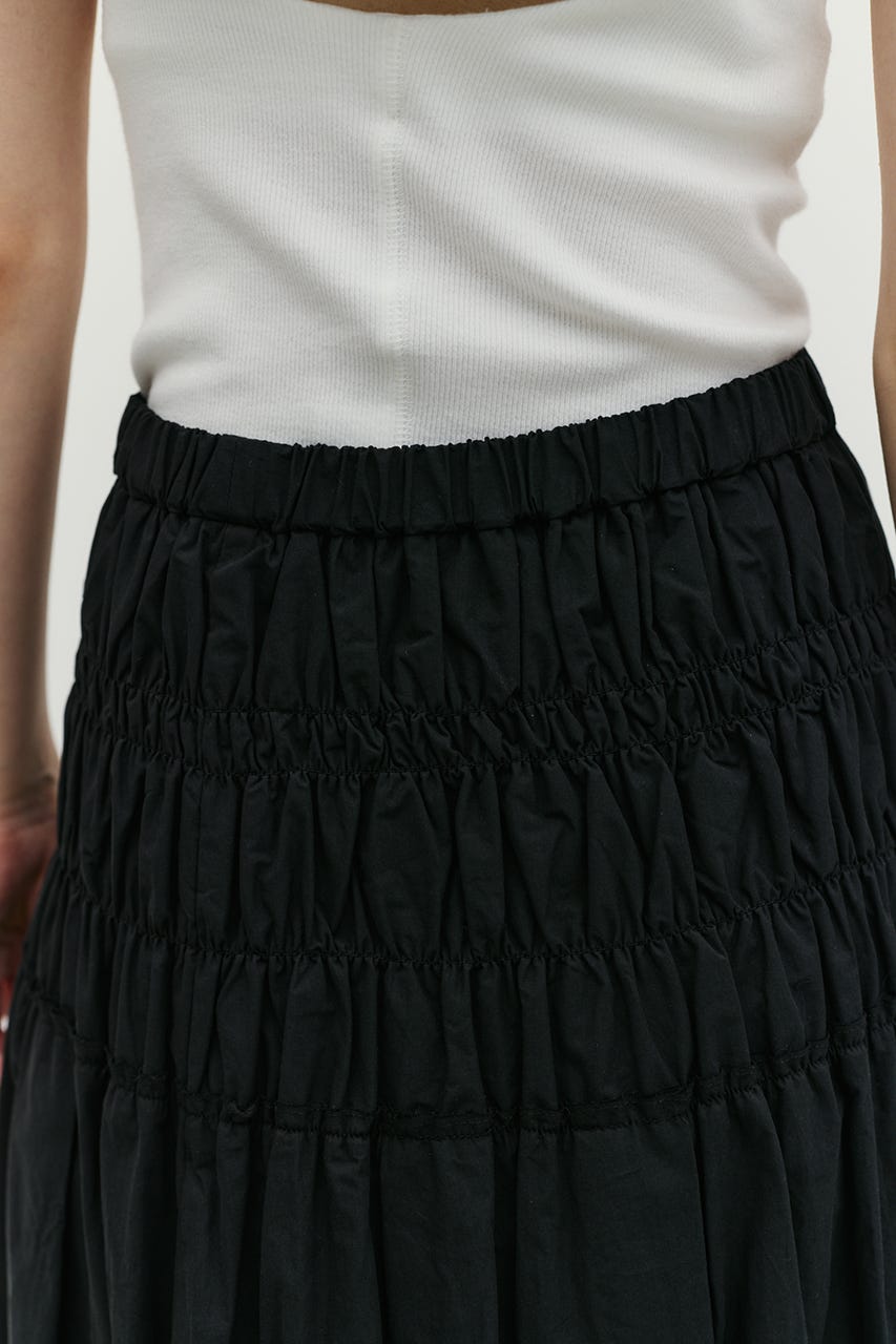シャーリングフレアスカート BLK M