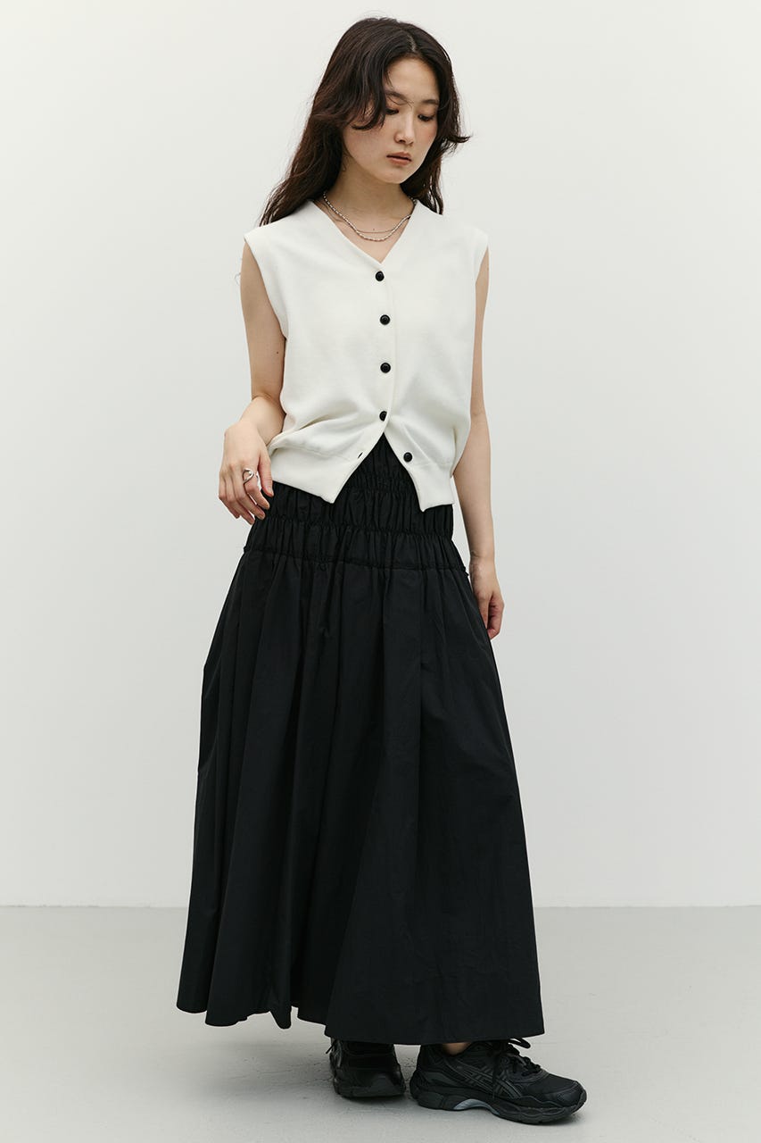 シャーリングフレアスカート BLK M