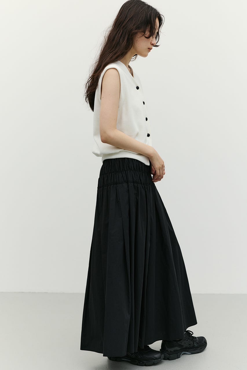 シャーリングフレアスカート BLK M