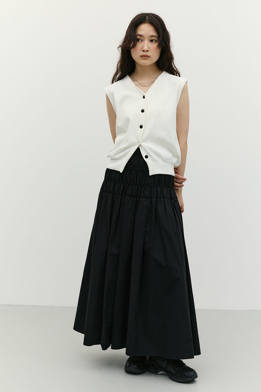 シャーリングフレアスカート BLK M