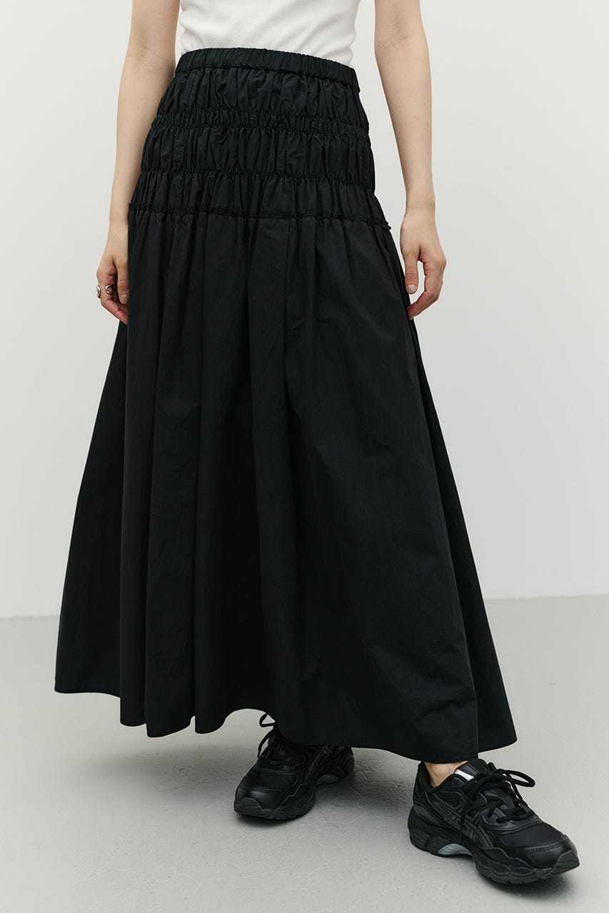 シャーリングフレアスカート BLK M