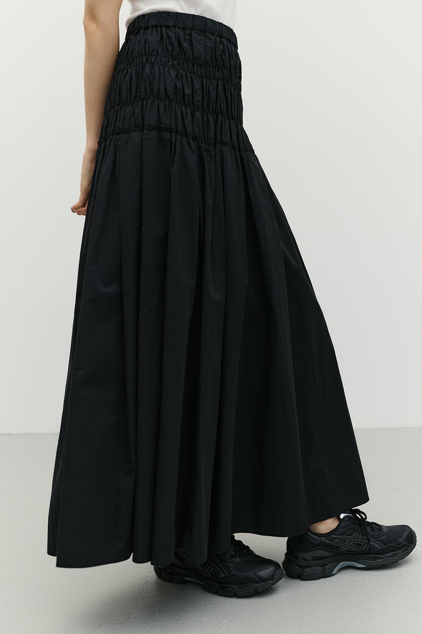 シャーリングフレアスカート BLK M