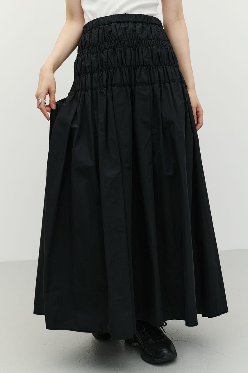 シャーリングフレアスカート BLK M