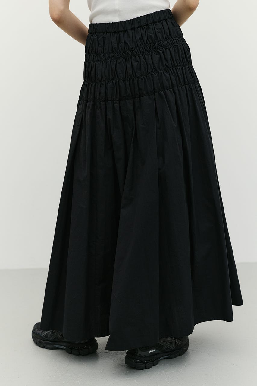 シャーリングフレアスカート BLK M