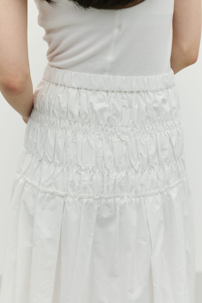 シャーリングフレアスカート WHT M