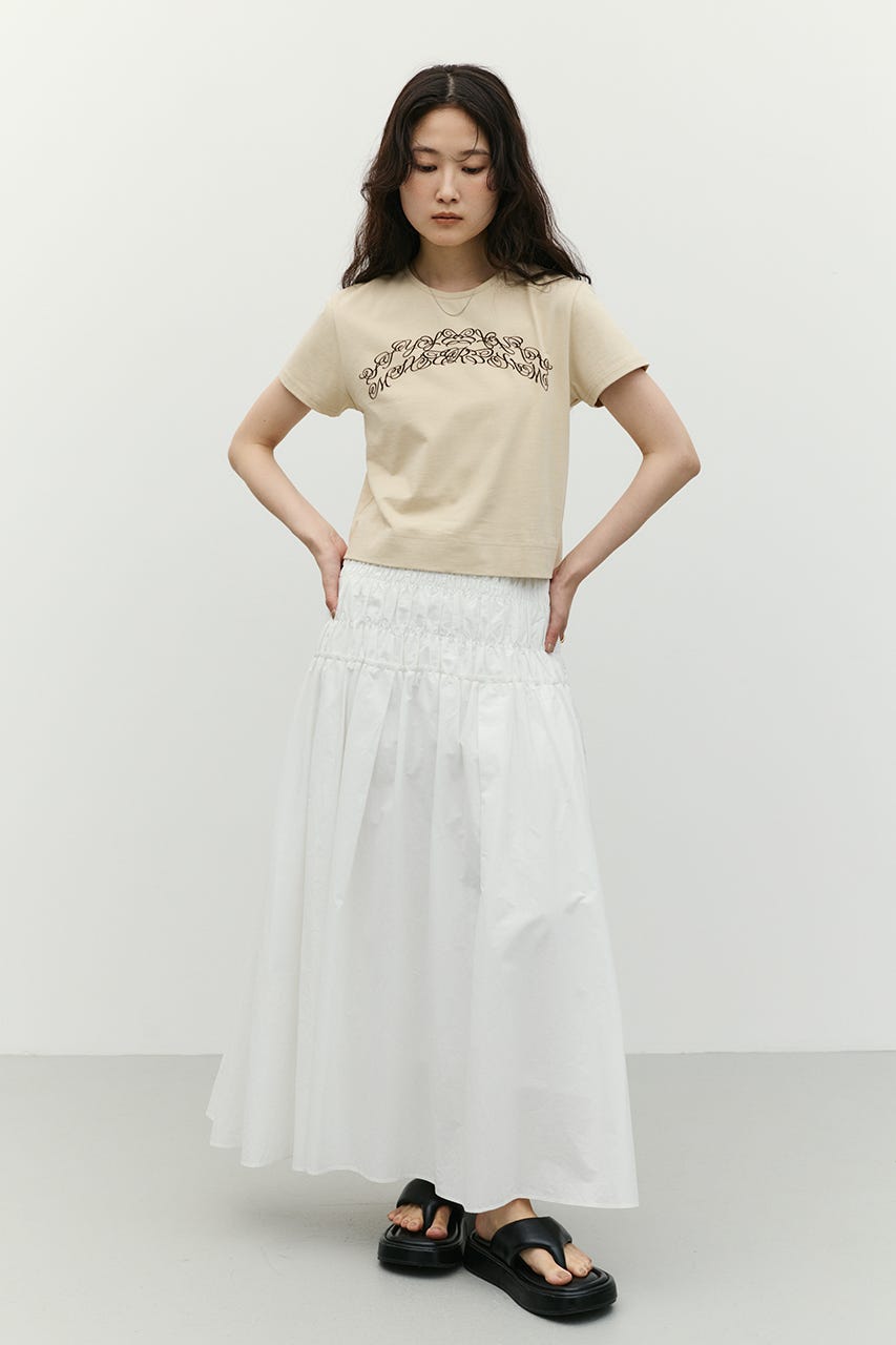シャーリングフレアスカート WHT M
