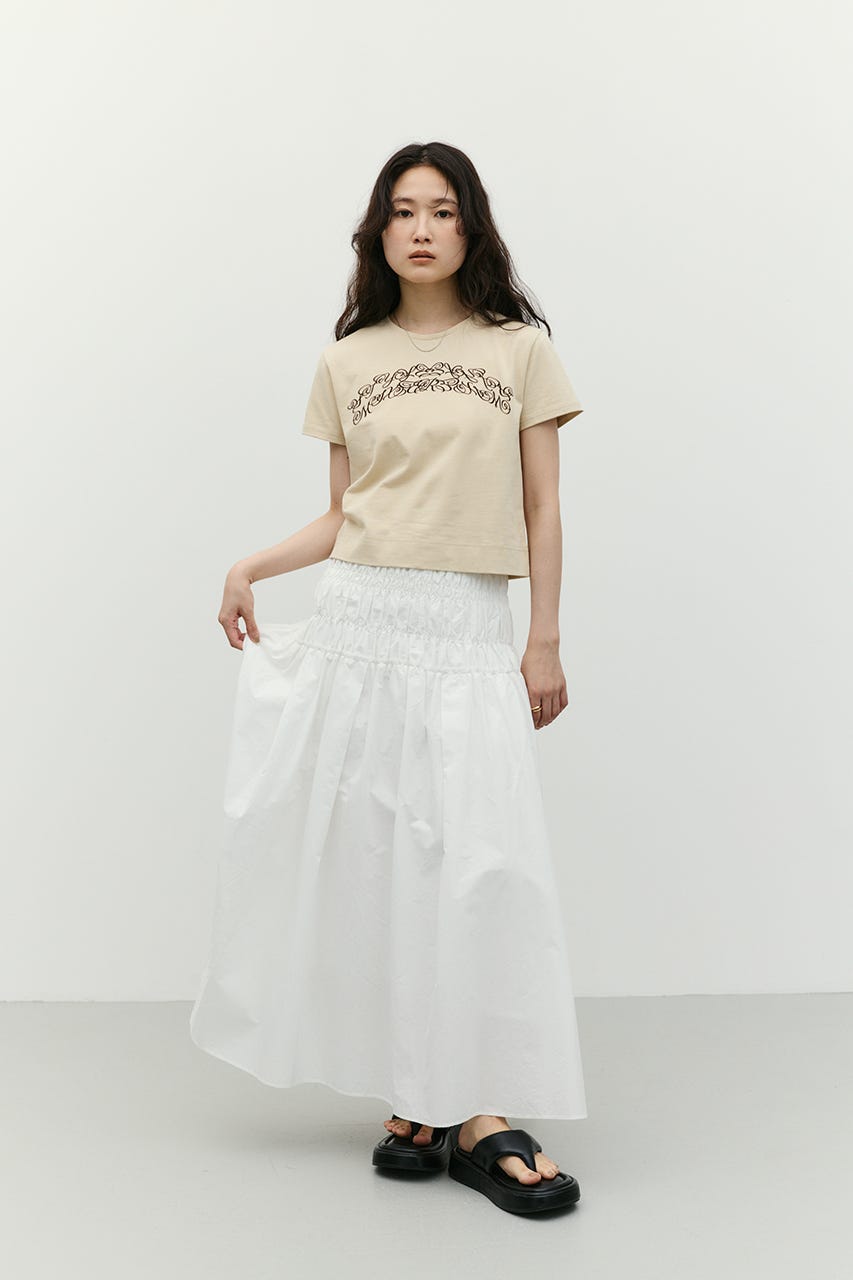 シャーリングフレアスカート WHT M