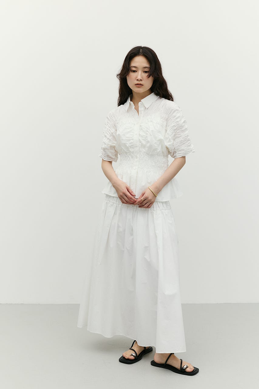 シャーリングフレアスカート WHT M