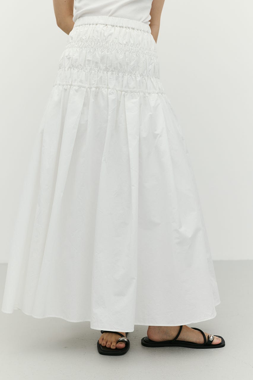 シャーリングフレアスカート WHT M