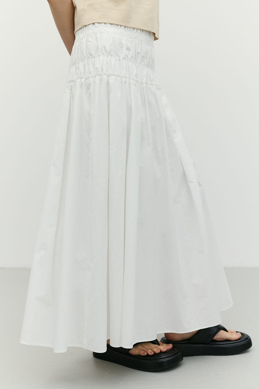 シャーリングフレアスカート WHT M