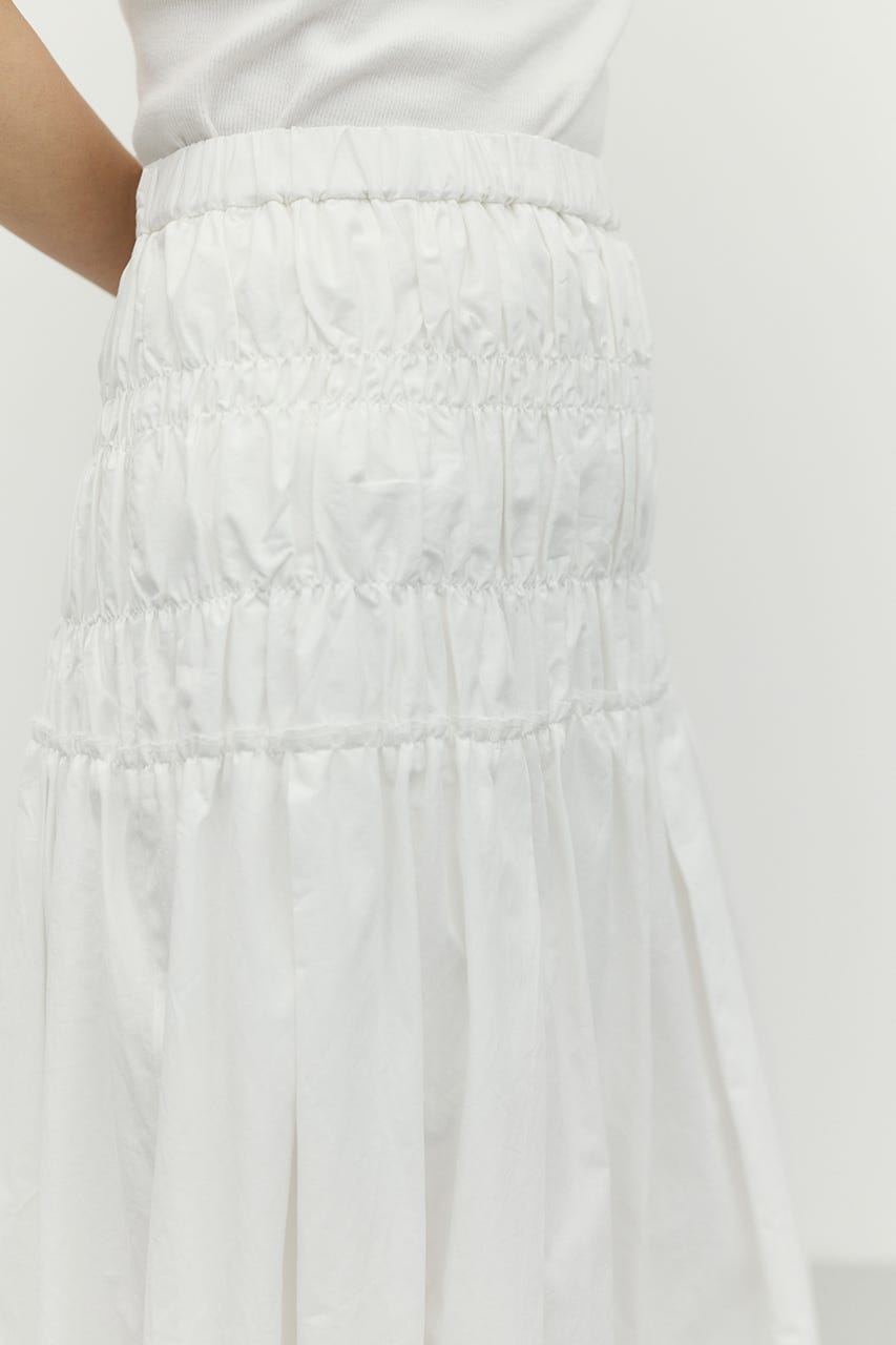 シャーリングフレアスカート WHT M