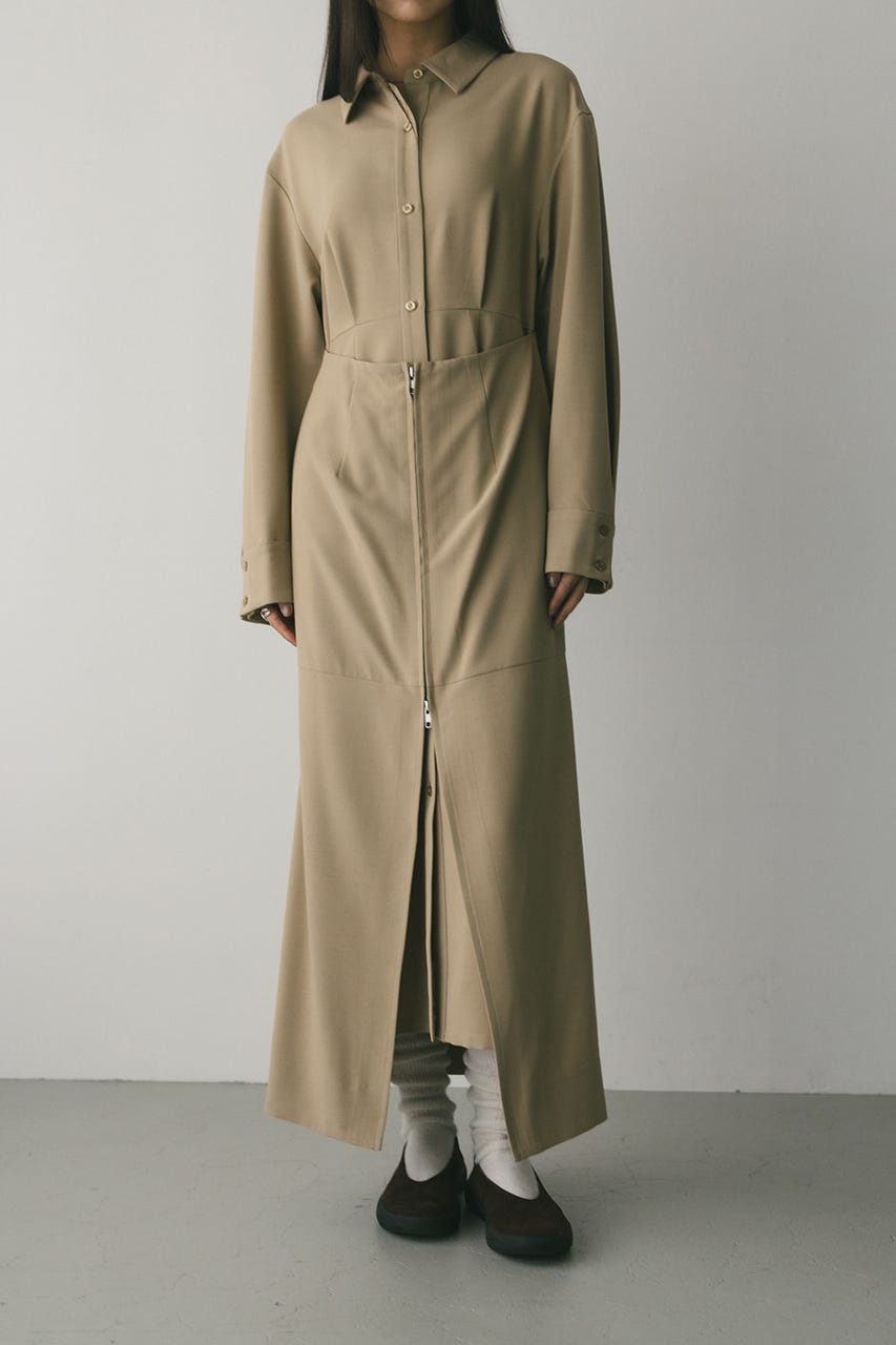 レイヤードシャツワンピース BEG M