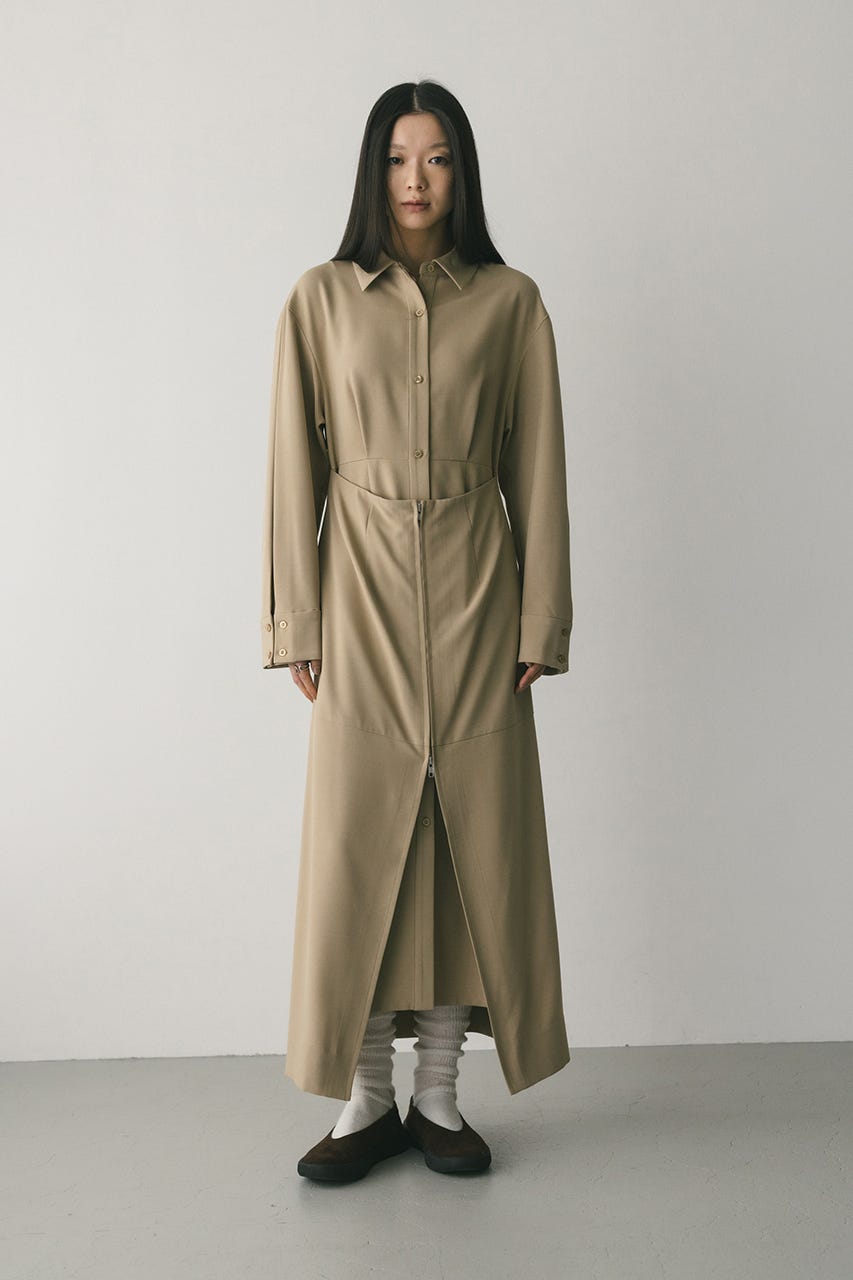 レイヤードシャツワンピース BEG M